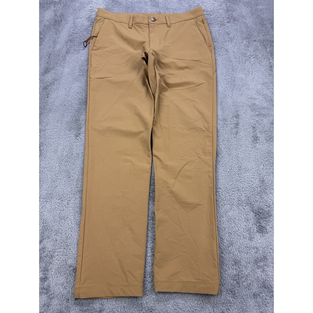 CRZ YOGA Men Chino Golf Pants 34 Khaki Stretch Performance Tech Flex Flat Front - Picture 1 of 10